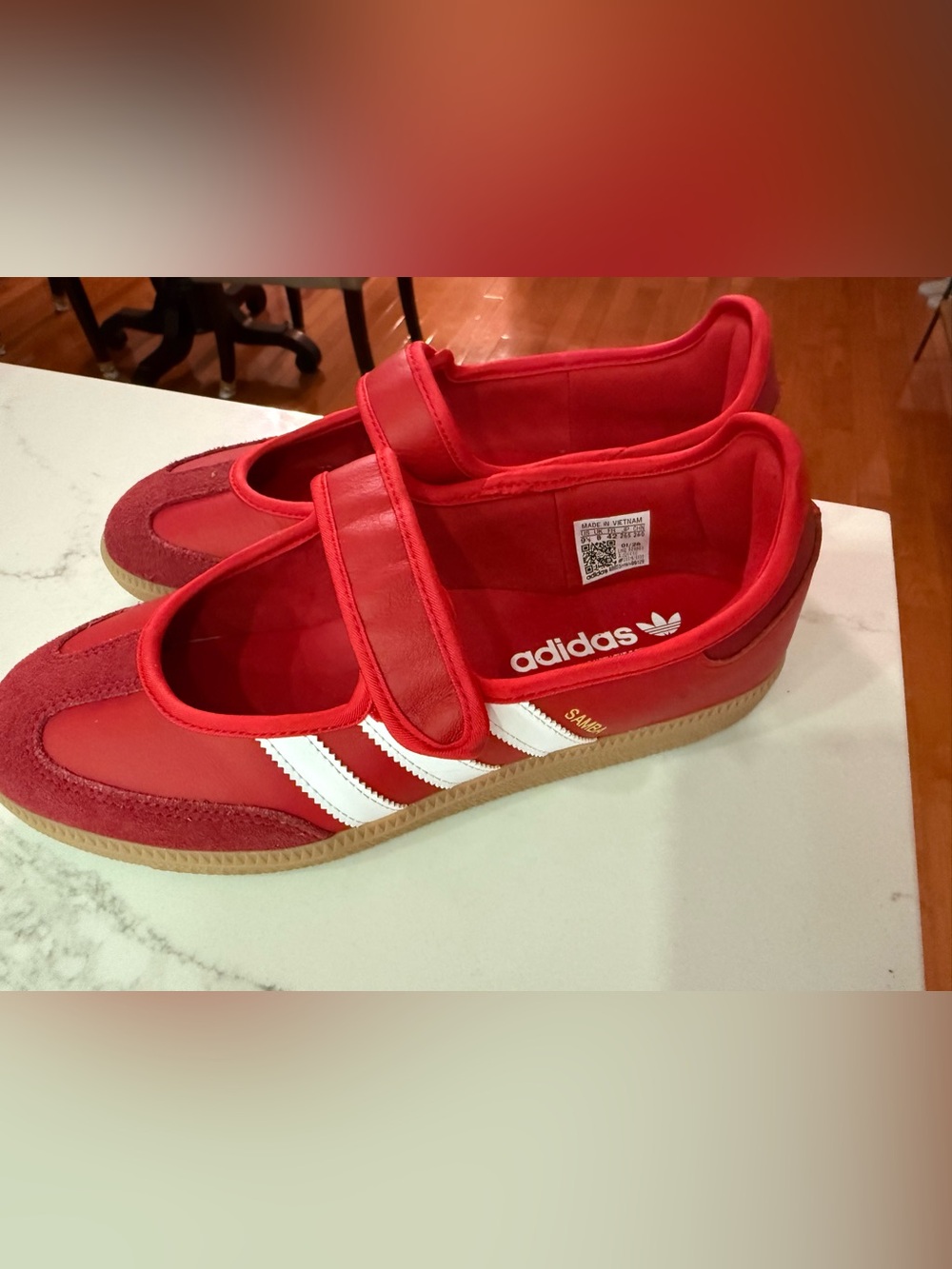 adidas Red & White Samba Strap Women's Sneakers